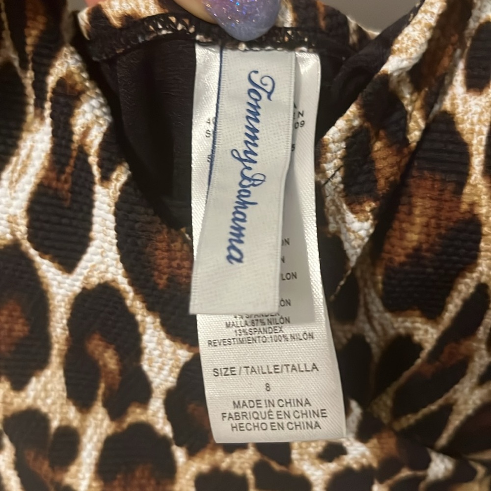 Tommy Bahama Leopard Print One-Piece Swimsuit - Brown, Black, Cream - Picture 4 of 8